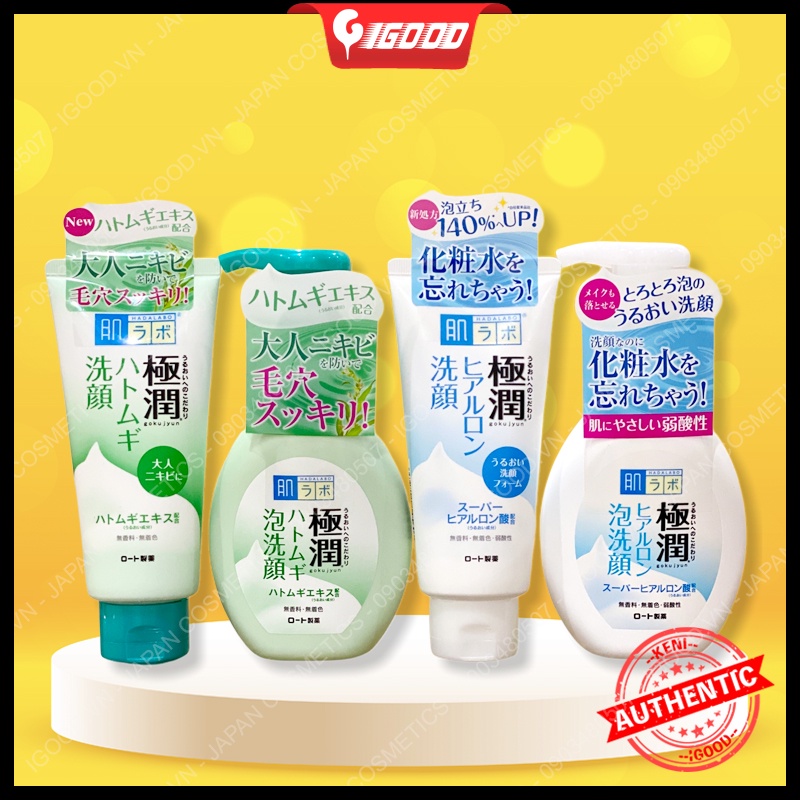 Sữa rửa mặt Hada Labo Gokujyun Rohto nội địa Nhật Bản (Hadalabo) 160ml/100g
