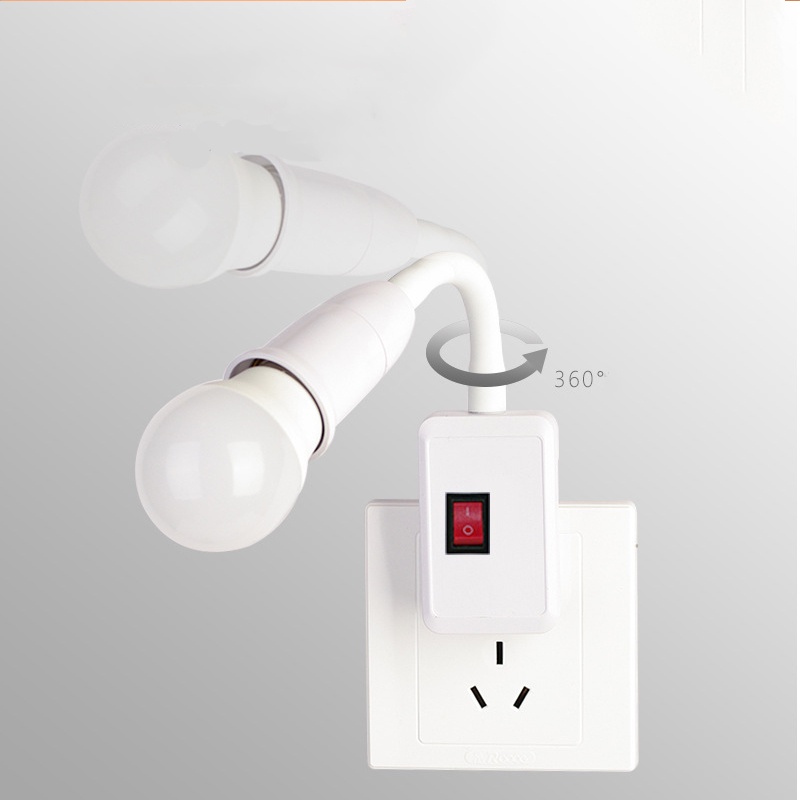 Chuôi Đèn E27 Linh Hoạt Gắn Tường Kèm Giá Đỡ Chuyển Đổi Phích Cắm Trực Tiếp