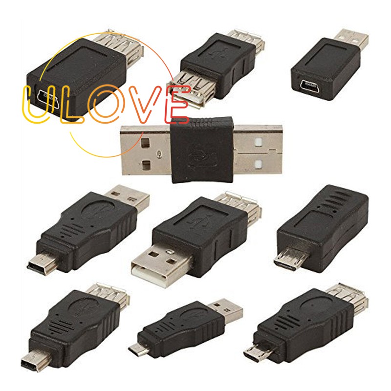 Set 10 Đầu Chuyển Đổi Otg 5 Pin F / M Mini Usb Male Sang Female Micro-Usb