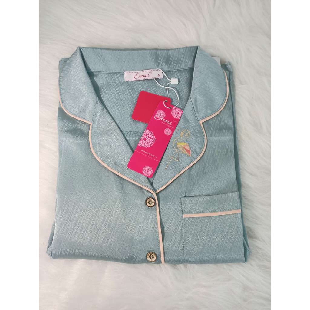 Bộ Mặc Nhà Pyjama Lụa Áo Ngắn Tay, Quần Đùi Emma EHSU.0049.04 (kèm ảnh thật)