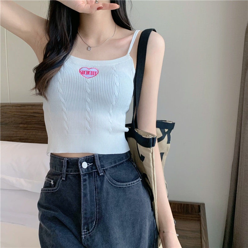 Áo Hai Dây Ngắn Thêu Họa Tiết Phong Cách Ngọt Ngào Quyến Rũ Cho Nữ  tao bao