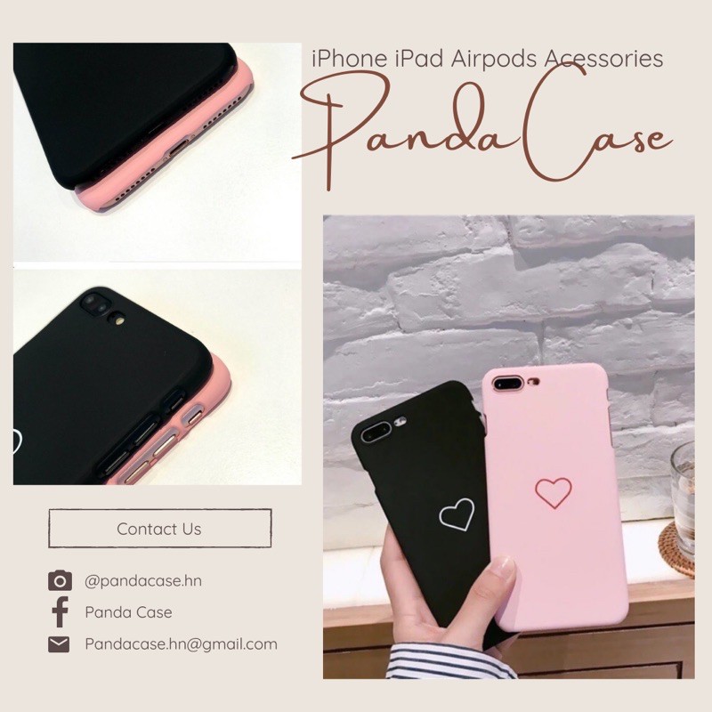 Ốp lưng iphone cứng mịn hình trái tim hở 2 đầu