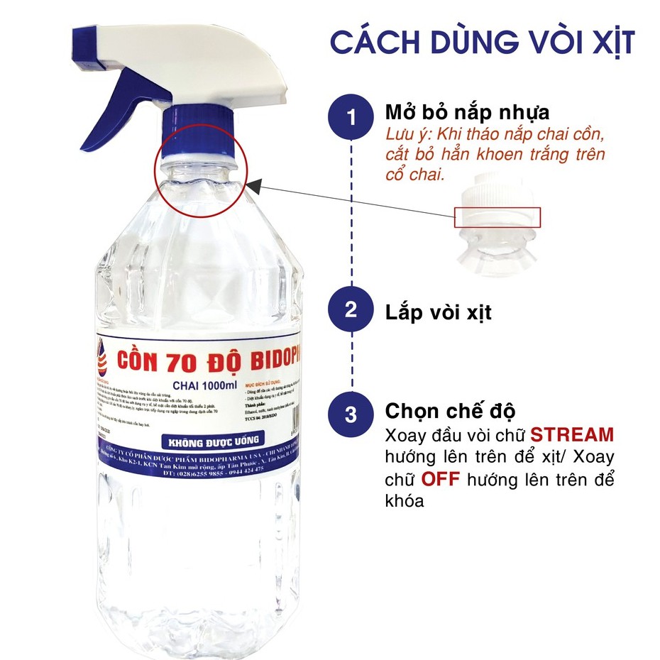 [THƯỜNG/ĐỂ BÀN] Cồn 70 độ (1000ml/500ml) - Sát khuẩn, Sát trùng vết thương