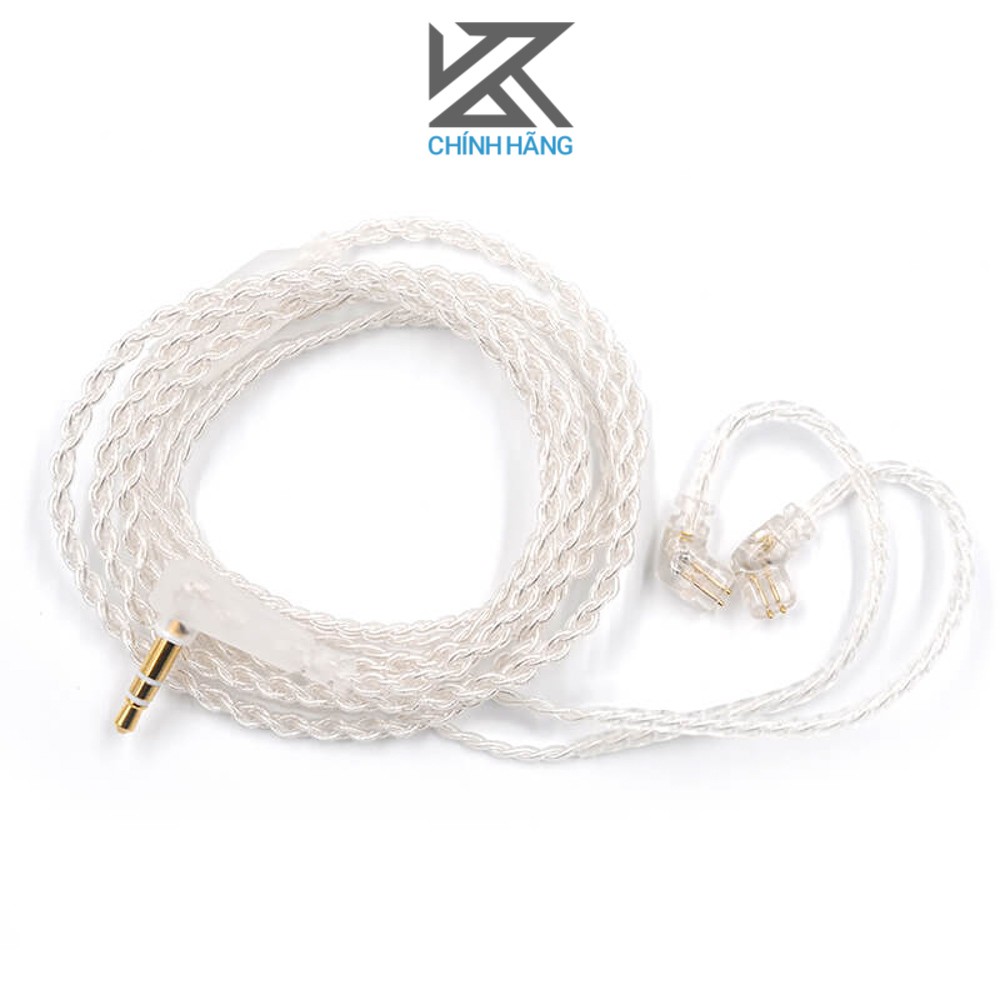 Dây nâng cấp tai nghe KZ - KZ Cable Silver Plated - Hàng chính hãng | Dây đồng mạ bạc cao cấp, đan 4 lõi, 2-pin 0.75mm