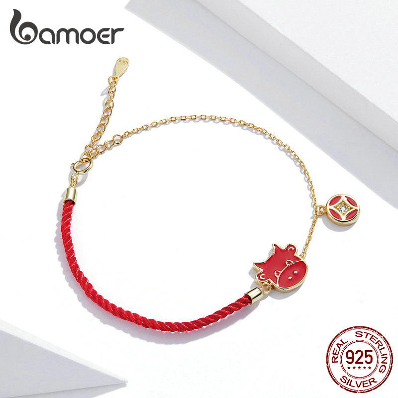 Vòng tay Bamoer SCB207 Bạc 925 đính đá zircon thiết kế hình con bò thời trang cho nữ