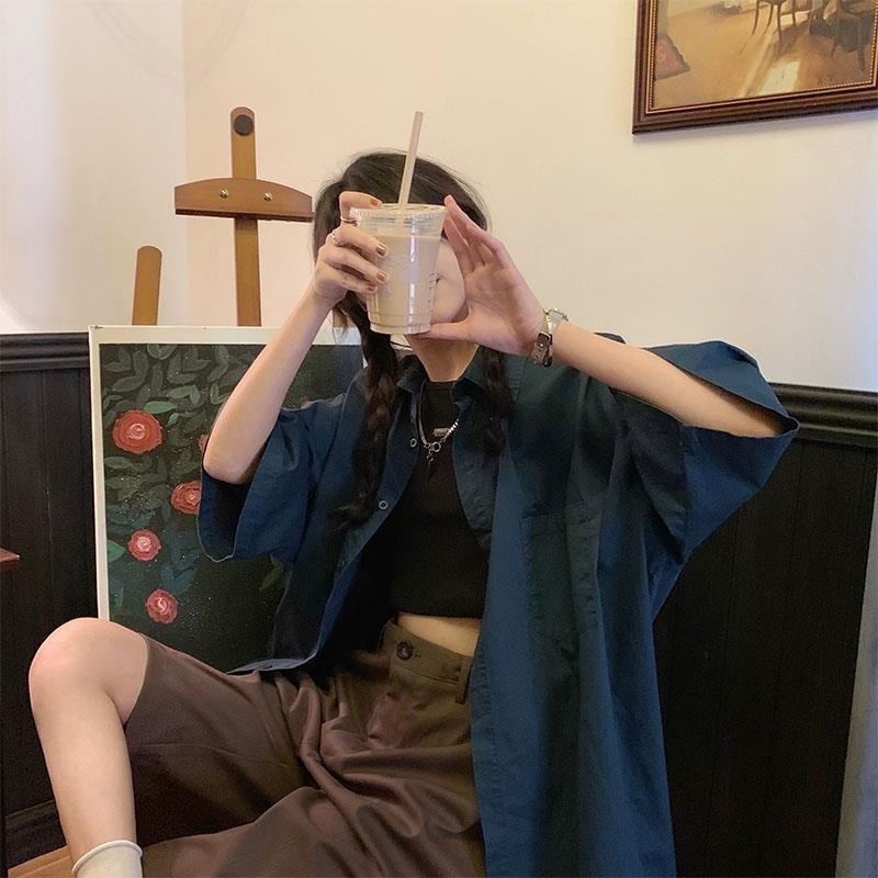 Áo Sơ Mi Tay Ngắn Phong Cách Retro Dành Cho Nữ