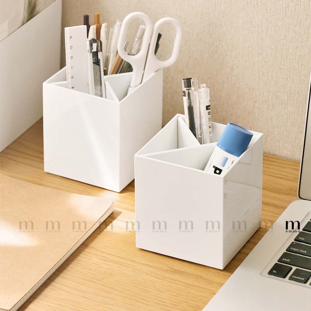 LỌ ĐỰNG BÚT ĐỂ BÀN, HỘP ĐỰNG CỌ TRANG ĐIỂM CÓ NGĂN CHIA TIỆN DỤNG EMMO – DEKO