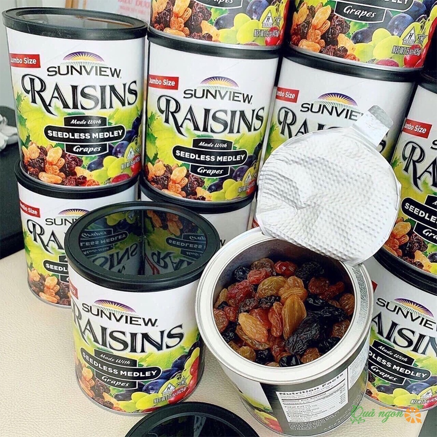 Date 2023 Nho khô Raisins Sunview Mỹ Mix Hộp 425gr