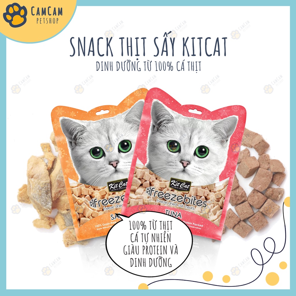 Snack thịt sấy cho mèo KitCat Freeze Bites gói 15gr - Thịt đông khô, bánh thưởng KitCat cho mèo