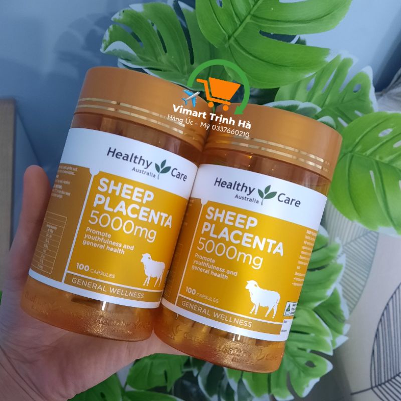 Viên uống nhau thai cừu Healthy care sheep Placenta 5000mg Úc Hộp 100 viên