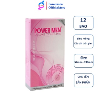 12 bao cao su siêu mỏng siêu kéo dài thời gian power men super thin longer