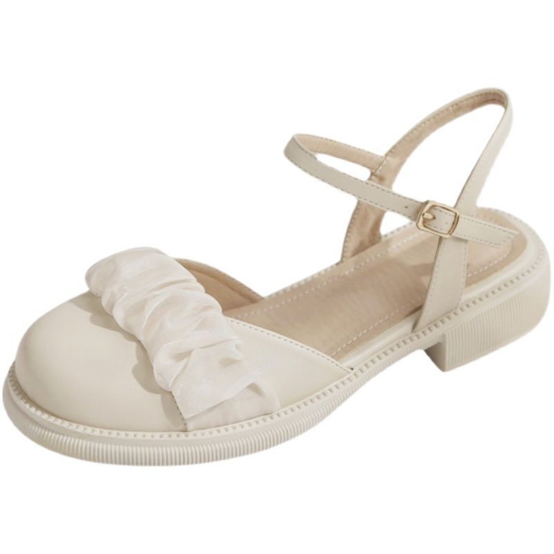 Giày Sandal Gót Thấp Chống Trượt Thời Trang Retro