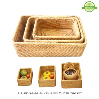 Giỏ hình chữ nhật A19 I Giỏ mây tre đan I Hàng xuất dư cao cấp