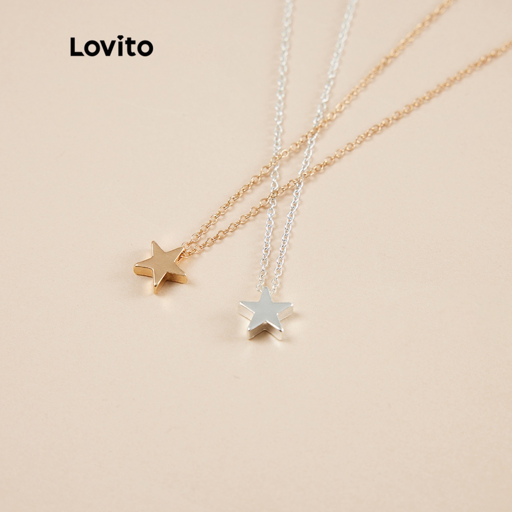 Dây chuyền Lovito bằng hợp kim hình ngôi sao 5 cánh A07008 (màu vàng / bạc)