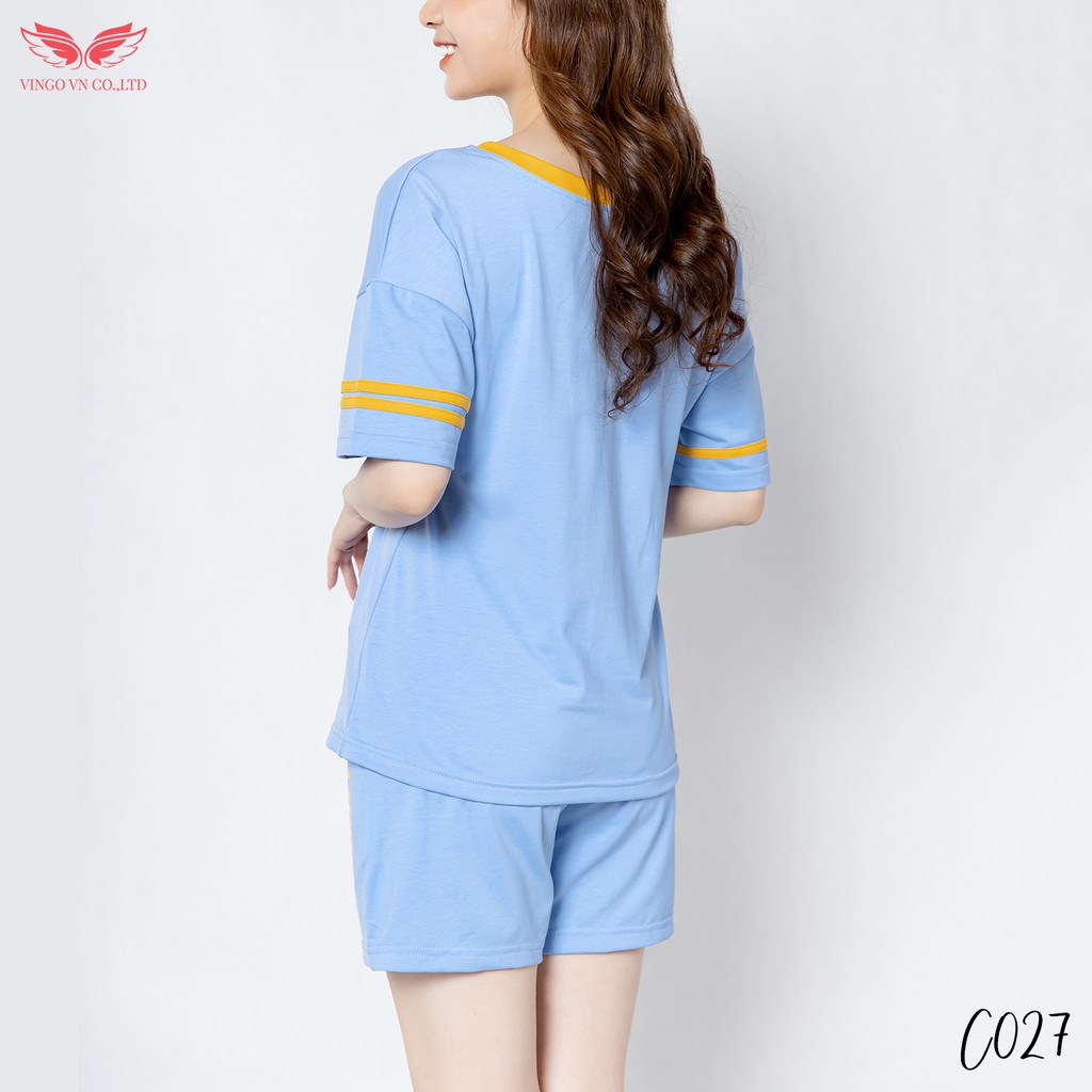 VINGO Bộ Ngủ Mặc Nhà Nữ Cotton Mát Thoáng Khí Kiểu Tay Cộc Quần Cộc In Hình Gấu Cute C027 VNGO - TCQC