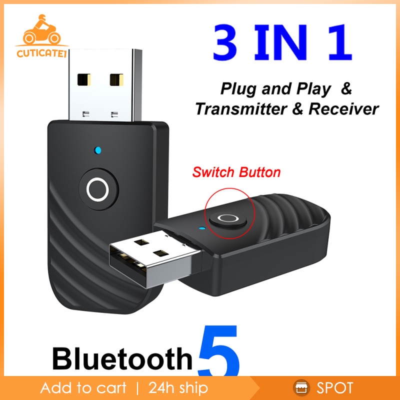 ✨Hàng sẵn sàng✨Usb Thu Phát Bluetooth 5.0 Cut1-8 Cổng 3.5mm Aux Cho Loa Xe Hơi / Tv / Pc