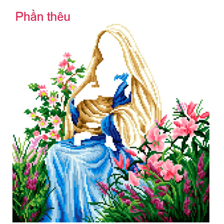 Tranh đính đá - Tranh thêu chữ thập Đức mẹ bồng Chúa 47*55cm, 50*60cm - tự thêu