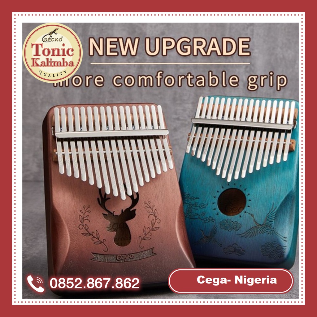 Đàn kalimba Cega 17 phím gỗ tròn cứng Nigeria nguyên khối Mahagony GECKO000070-Hàng chính hãng