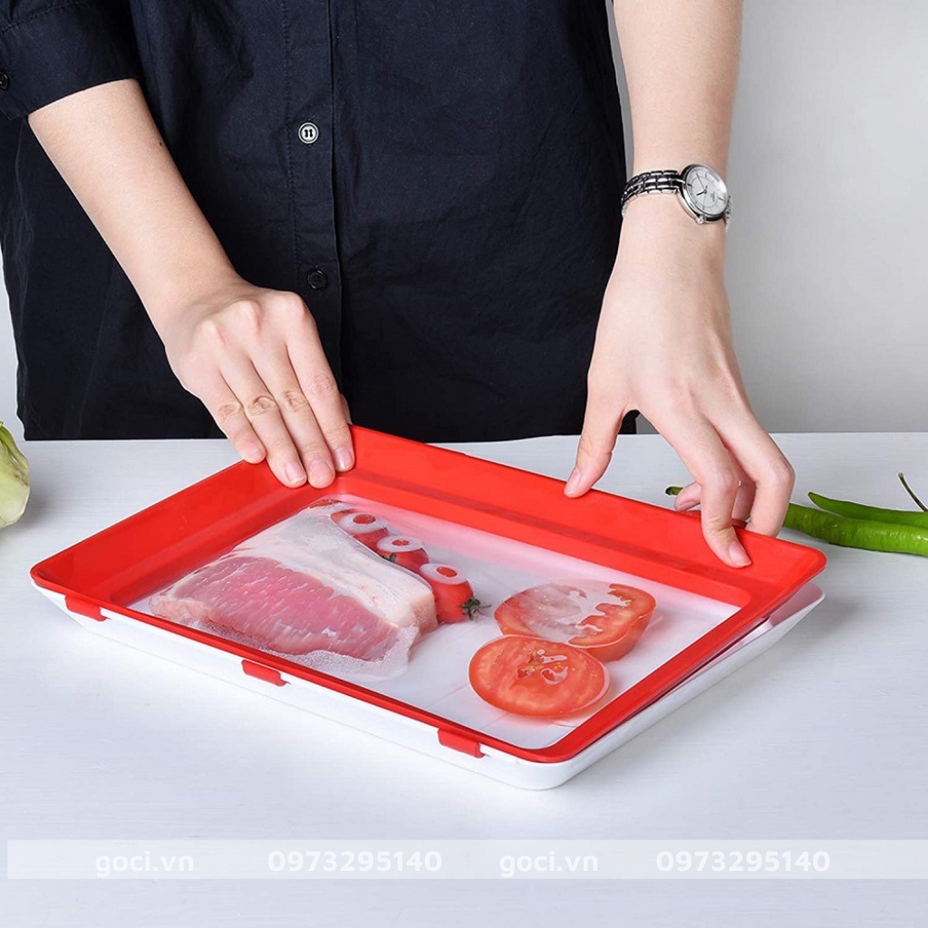 Hộp nhựa đỏ có màng bảo quản thực phẩm tủ lạnh trữ đông màng bọc siêu bền kín khí kháng khuẩn đa năng tiện lợi