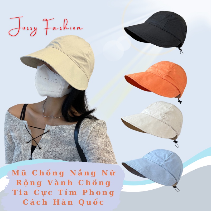 Mũ Chống Nắng Hàn Quốc MC MR & MRS CAP Vải Mềm Có Dây Rút Thoáng Khí Kiểu Rộng Vành Che Nắng Uzzlang