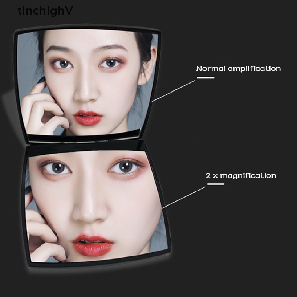 Gương Trang Điểm Dạng Gập Hai Mặt Màu Đen Thời Trang Cho Nữ