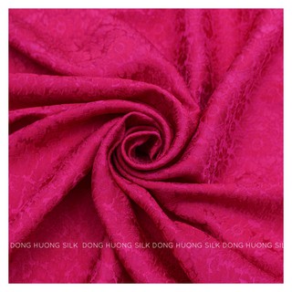 Vải Lụa Hà Đông Satin Hoa Cúc - Đông Hương Silk - LHVS052 Hồng đỏ - mát, mềm, tôn dáng, quý phái, sang trọng