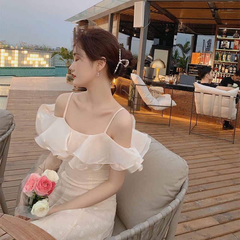 Váy hai dây trễ vai dáng dài đuôi cá siêu xinh- Hàng cao cấp