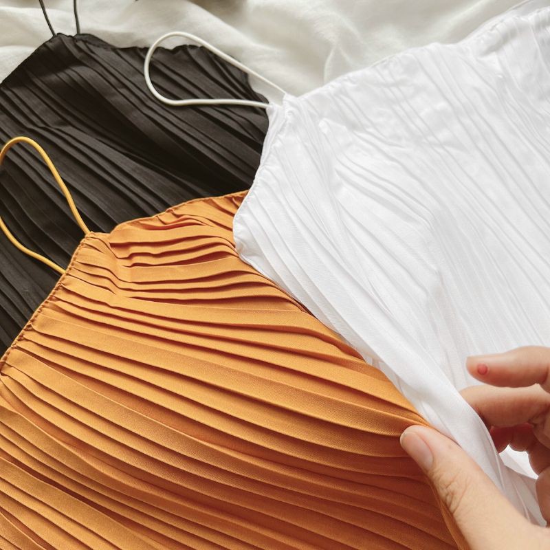 Đầm Maxi 2 Dây ❤️FREESHIP❤️ Dáng Suông Dài Dập Ly