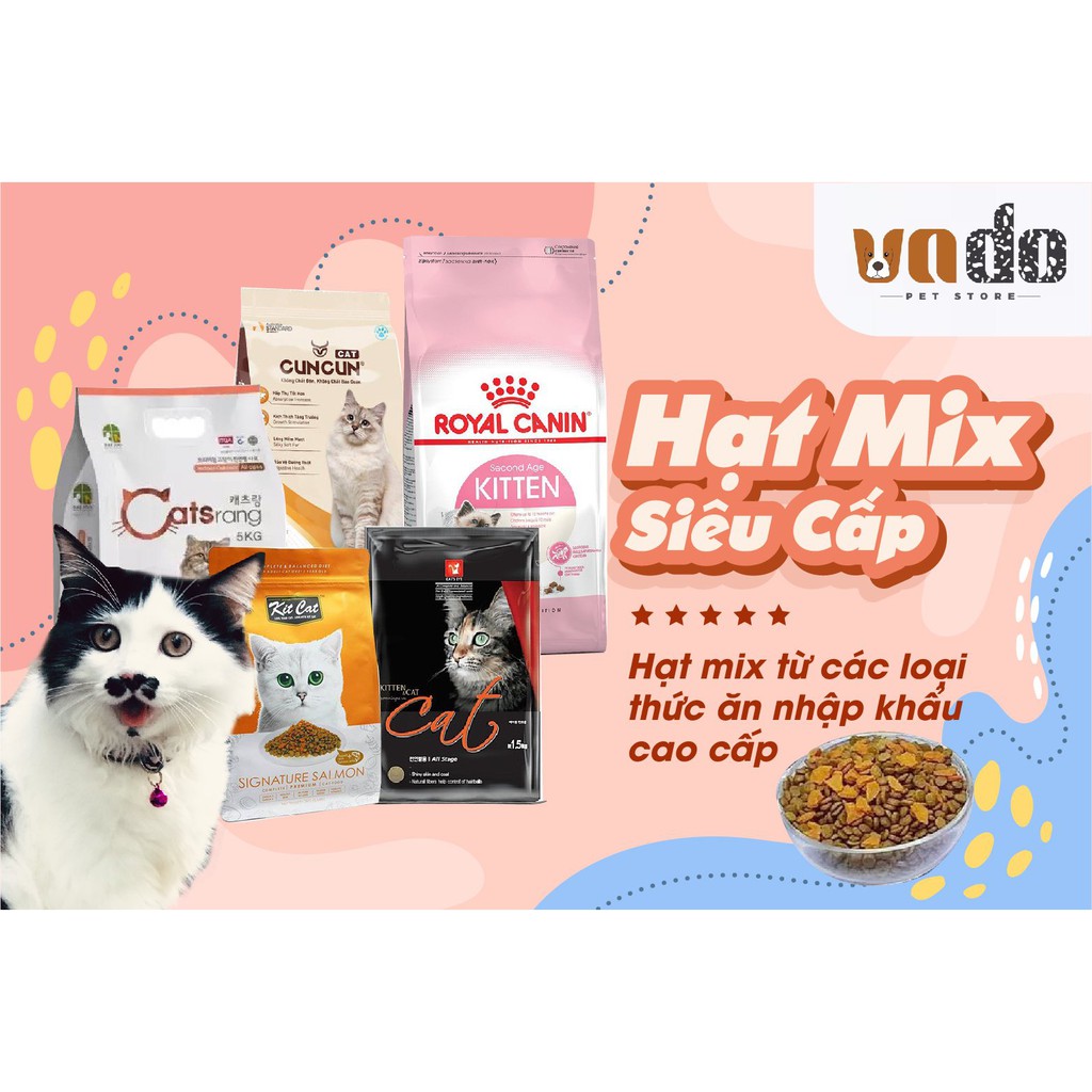 [Hạt cho mèo] Hạt Mix siêu cấp - 1kg (kitten, cat's eye, cat rang...)