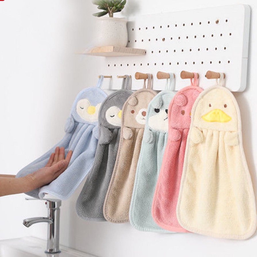 Khăn Lau Tay Thêu Hình Thú Siêu Thấm Hút Kiểu Dáng Dễ Thương Nhiều Màu Sắc