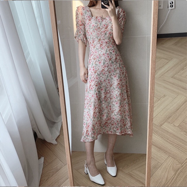 Đầm Váy voan cổ vuông vintage, style ulzzang Hàn Quốc 🌻 Panny Boutique 🌻