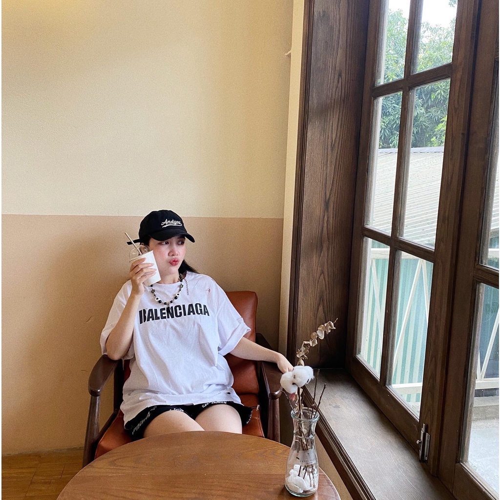 Áo thun unisex balenciaga123 rách nhẹ fom 65kg