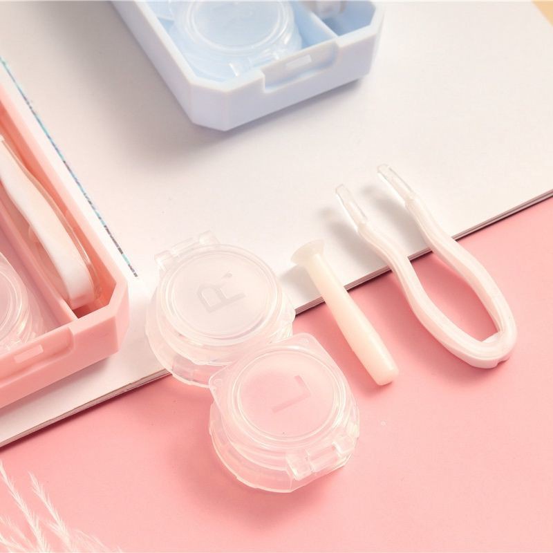 Hộp Đựng Kính Áp Tròng Màu Pastel Có Gương Tiện Dụng Mang Theo Du Lịch