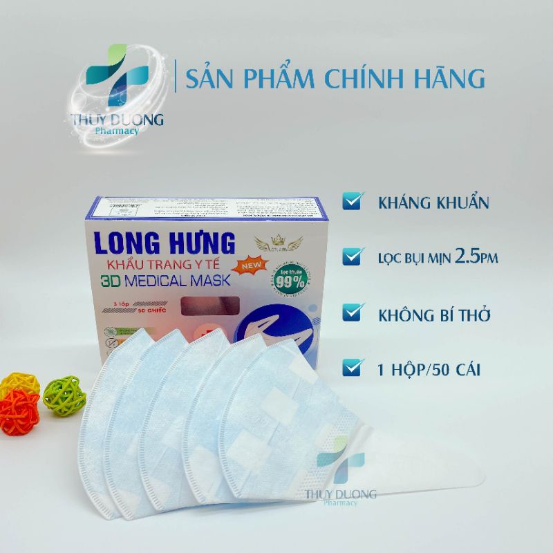 Khẩu trang 3D sọc ca rô hộp 50c