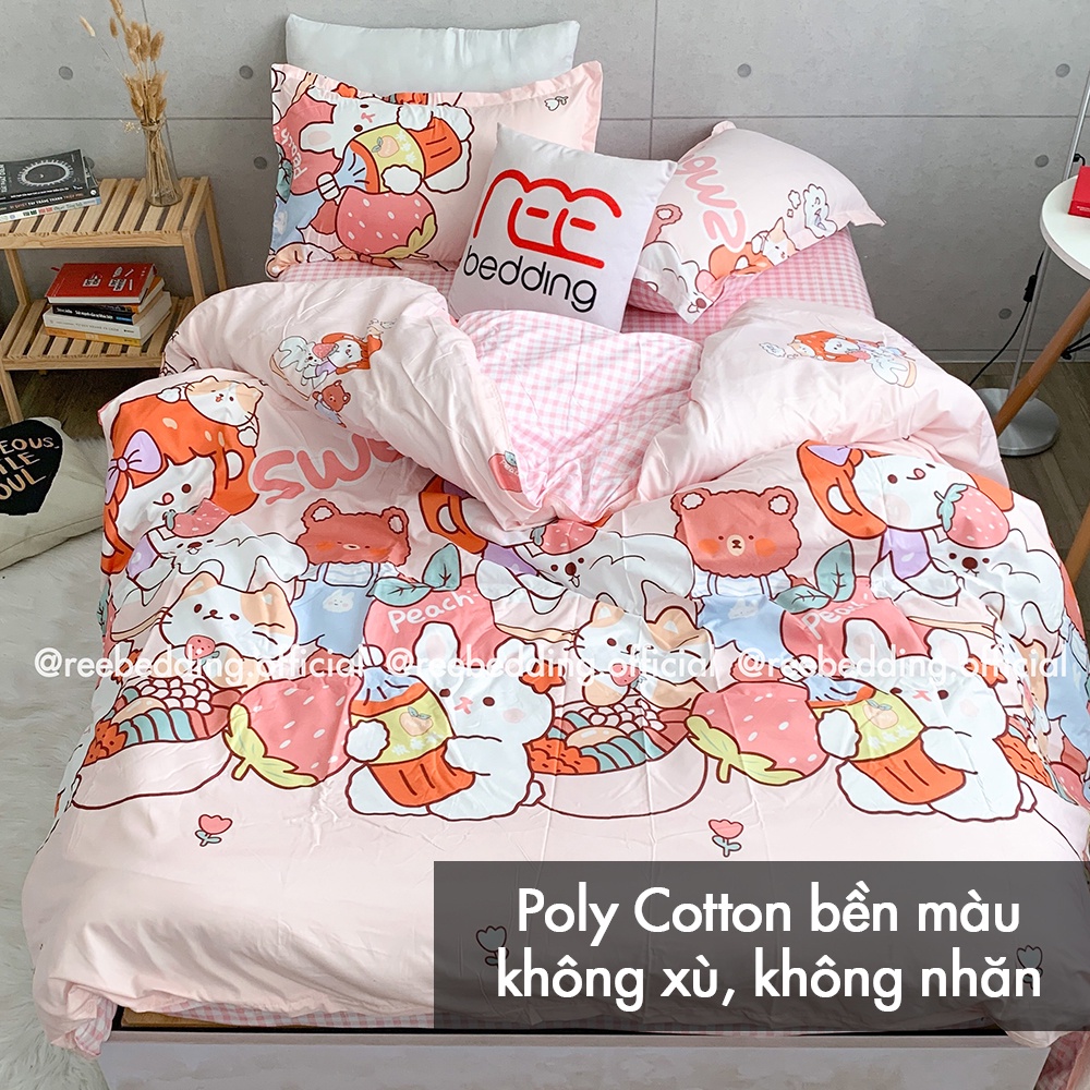 Bộ chăn ga gối Poly cotton REE Bedding đủ size giường nệm mẫu kute ulzzang hàn quốc