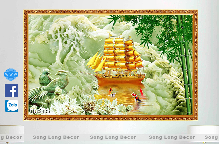 Tranh Dán Tường Thuận Buồm Xuôi Gió- SL06TB- Tranh 3d Phong Thủy - Song Long Decor