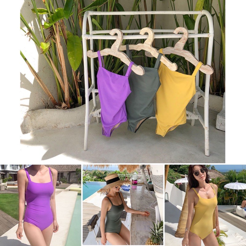 Đồ bơi bikini liền mảnh nữ cổ vuông basic nhiều màu