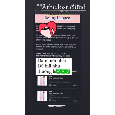 Son Dưỡng Dior Lip Glow 001 012 020 015 038 039 bản mới date mới AUTH✨
