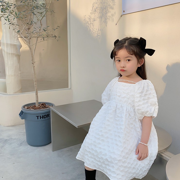 Đầm Công Chúa Tay Phồng Xinh Xắn Cho Bé Gái