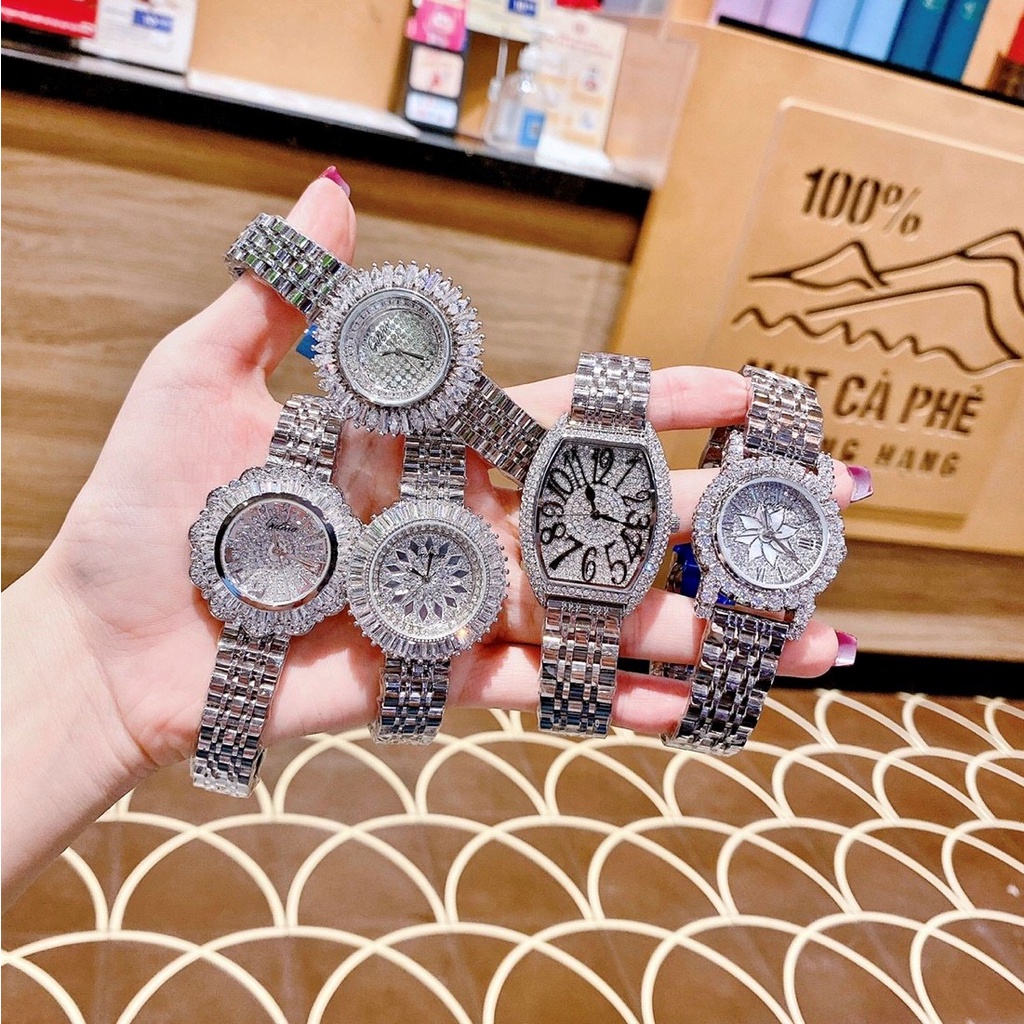 Đồng Hồ Nữ Gulena Bạc Mặt Hoa Chính Hãng 36mm