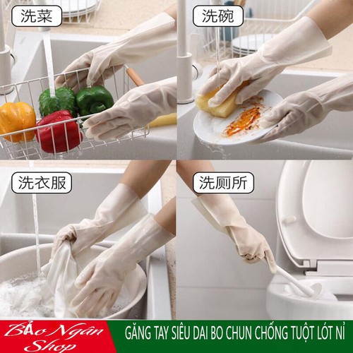 [LOẠI LÓT NỈ] GĂNG TAY CAO SU SIÊU DAI, DÀI TAY CÓ CHUN CHỐNG TUỘT | BigBuy360 - bigbuy360.vn