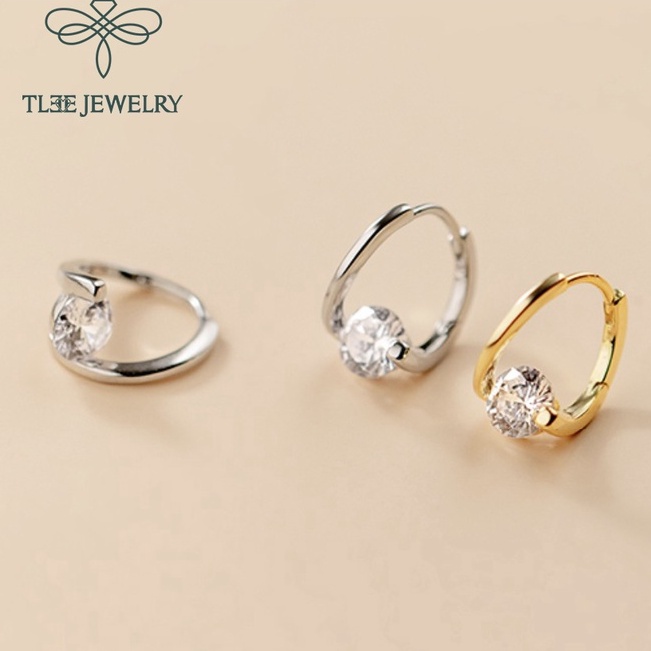 Khuyên tai bạc nữ TLEE Swings đính đá lấp lánh TleeJewelry B0108