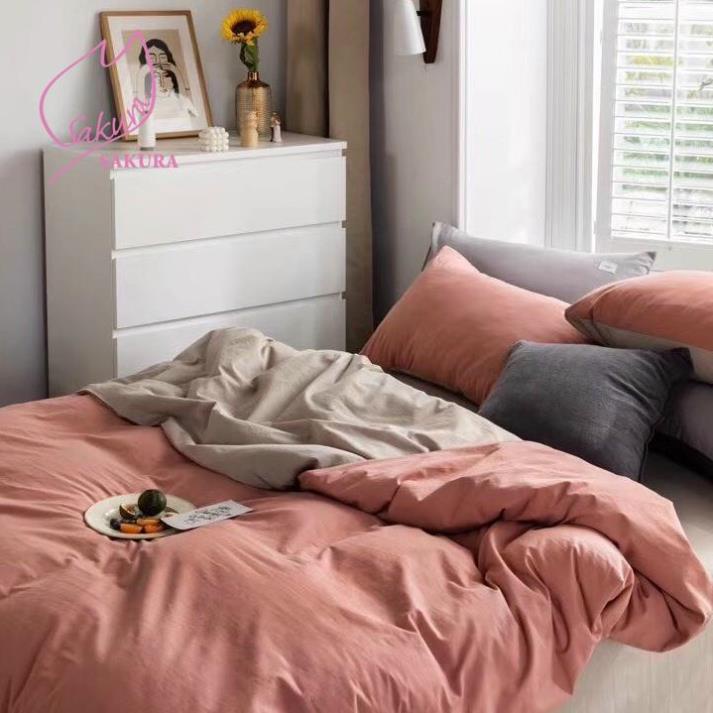 Sales Chính Hãng- Set Chăn Ga Gối Đệm Đũi Tici Nhập Khẩu Hồng Đất Xám Ghi -BST Chăn Ga Gối Đũi TC