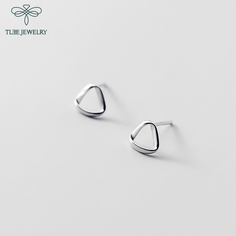 Khuyên tai bạc nữ TLEE tam giác xoắn basic TleeJewelry B0260