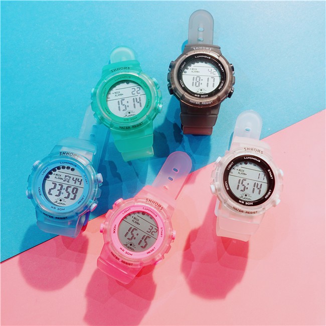 [Size nhỏ] Đồng hồ nữ thể thao Shhors hàng chính hãng dây cao su trong | BigBuy360 - bigbuy360.vn