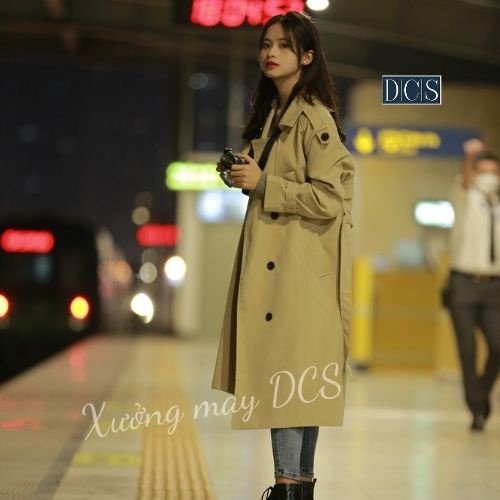 Áo Măng Tô Dáng Dài Áo Khoác Măng Tô Nữ 2 Lớp Kèm Đai Dày Dặn Xưởng May DCS Mã 589