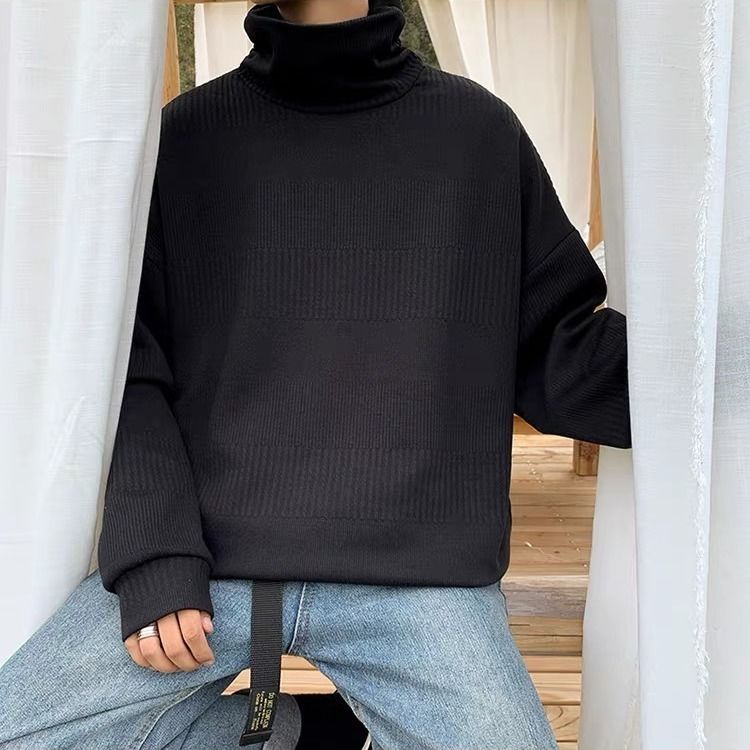 Áo Khoác Sweater Cổ Lọ Dáng Rộng Màu Trắng Đen Phong Cách Hàn Quốc Cho Nam Giới | BigBuy360 - bigbuy360.vn