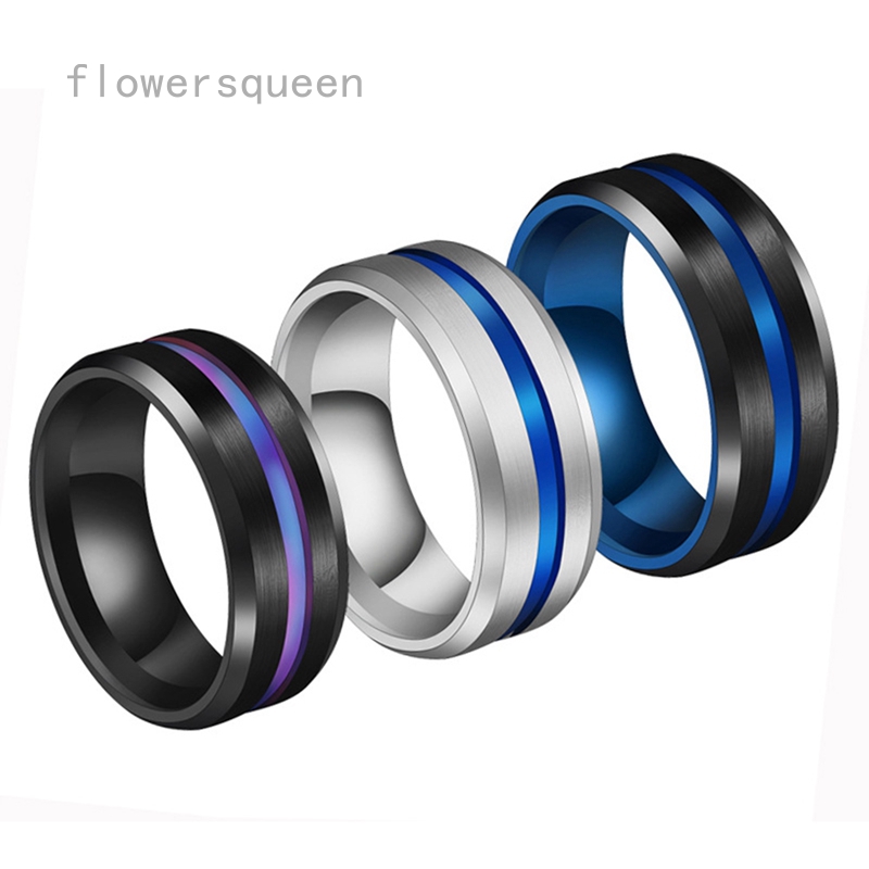 flowersqueen Nhẫn bằng thép titan không gỉ thời trang sành điệu dành cho nam