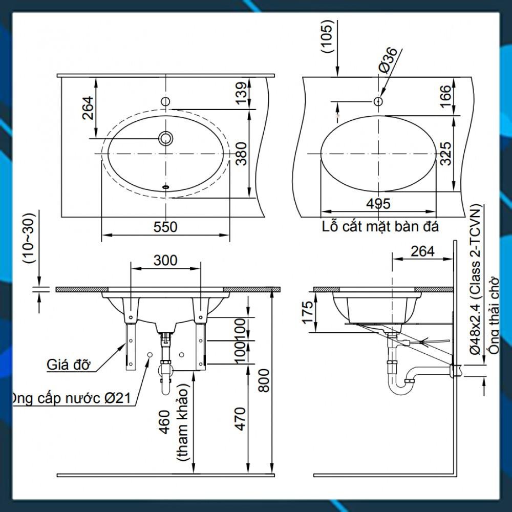 LAVABO INAX ÂM BÀN L-2216V, BẢO HÀNH CHÍNH HÃNG 02 NĂM