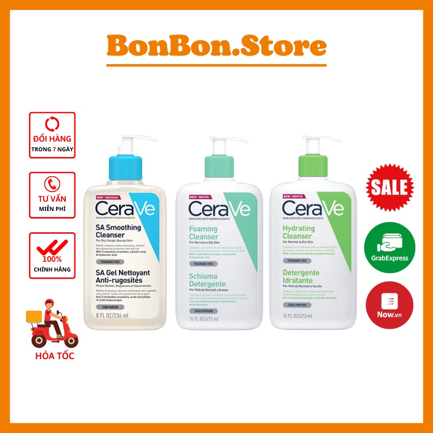 Sữa rửa mặt Cerave 236ml - Sữa rửa mặt dịu nhẹ Cerave dành cho da nhạy cảm, làm sạch sâu và giữ ẩm